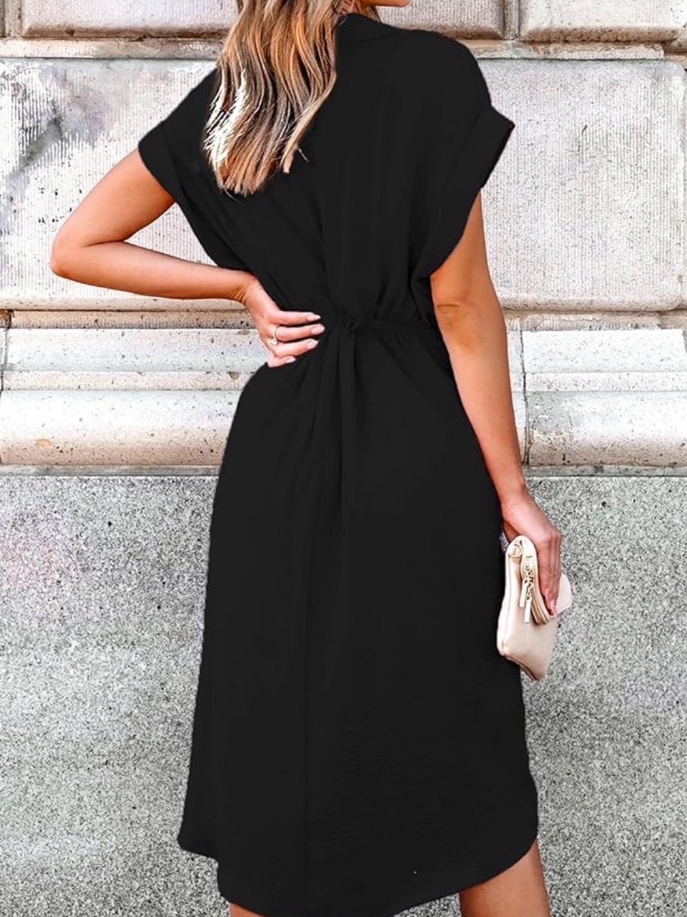 Ava & Viv Black Midi Dress with Cinched Back NWT